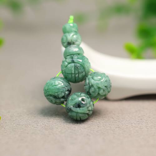 翡翠团寿雕花珠子三通佛头