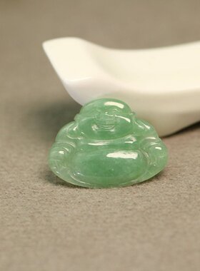 #G024冰种晴水绿天然A货翡翠弥勒佛笑面佛佛公 镶嵌吊坠裸石
