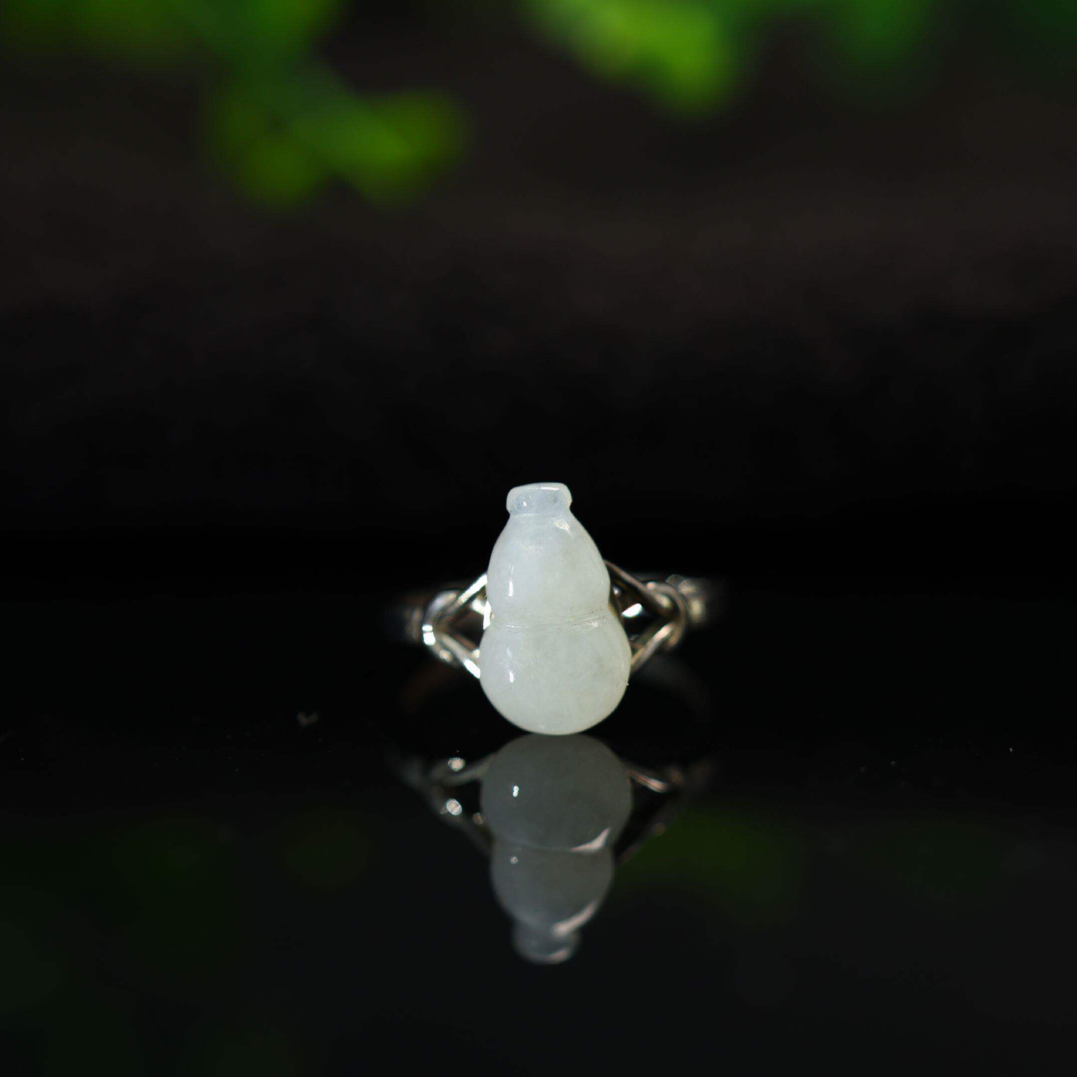 缅甸天然A货翡翠葫芦活口戒指