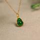 特价 18K金镶嵌老坑冰种满绿天然A货翡翠葫芦小吊坠坠角 D250