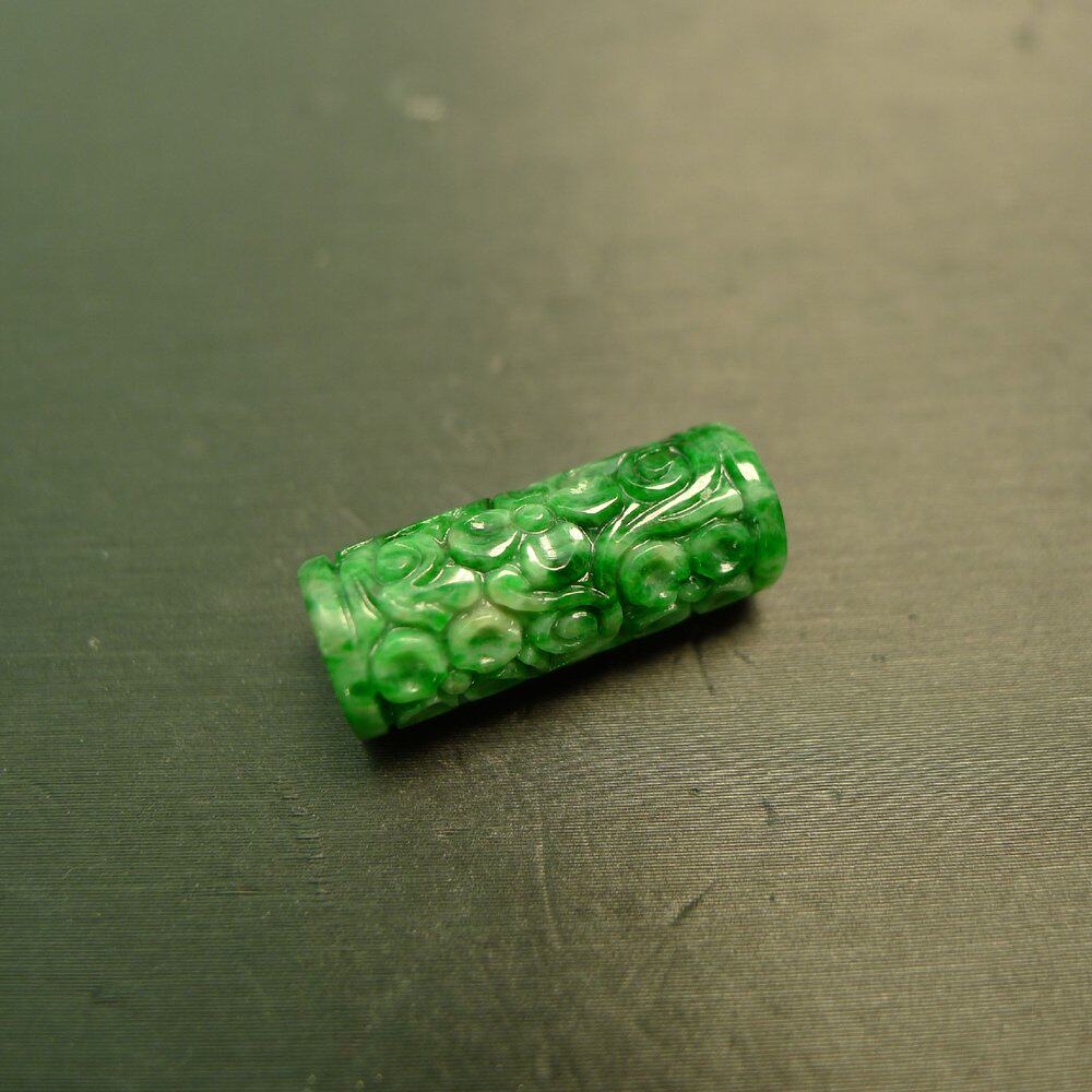 天然A货翡翠雕花桶珠圆柱形管珠图片