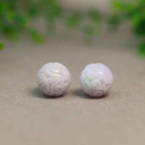 缅甸天然A货翡翠团寿雕花珠子