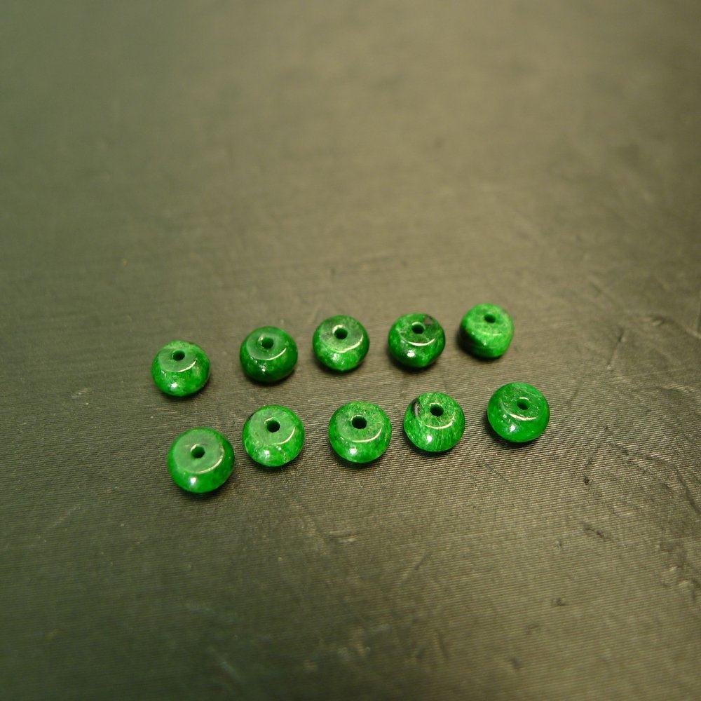 辣绿天然A货翡翠算盘珠子