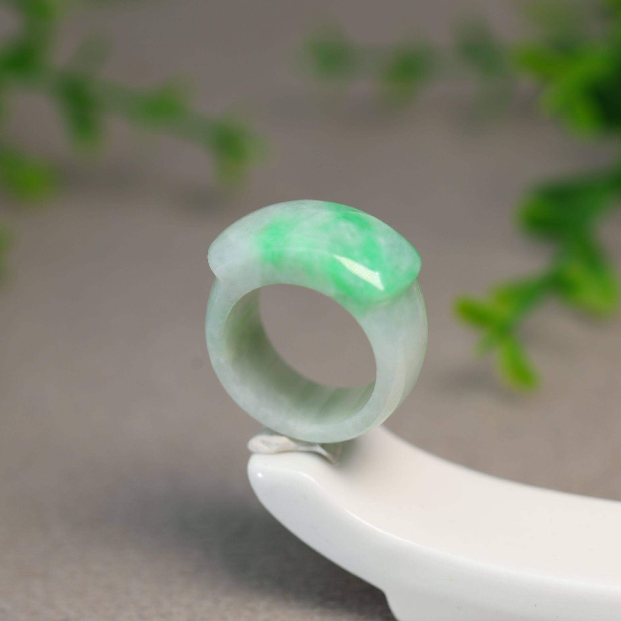 #L145白底飘阳绿缅甸天然A货翡翠马鞍戒指男士指环,珠宝/钻石/翡翠,戒指/指环,淘宝优惠券,粉丝福利购,淘宝优惠卷