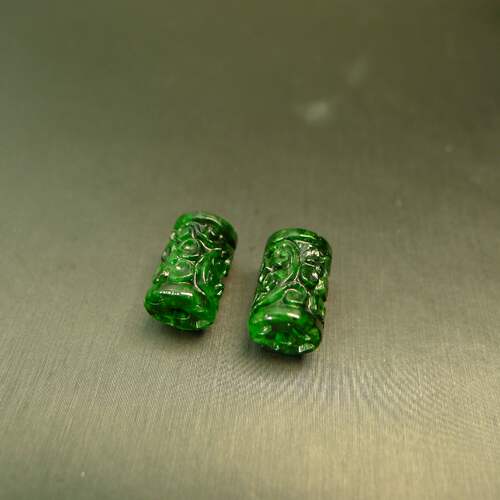 天然A货翡翠雕花路路通桶珠