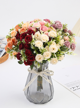 花想容绢花桌面玫瑰花摆放花艺