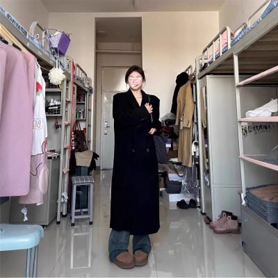 大码新款高级感过膝毛呢外套女