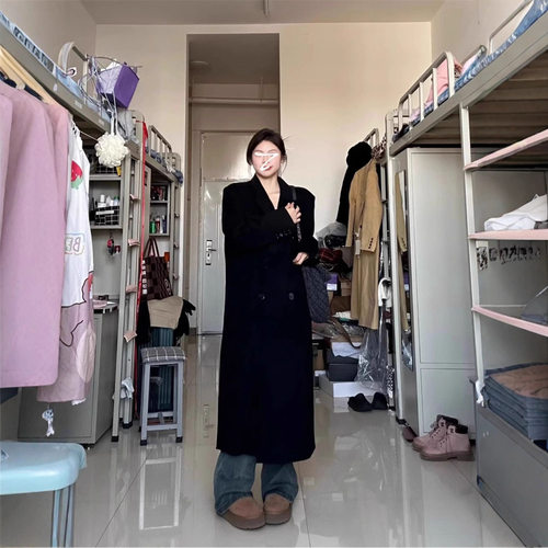 大码新款高级感过膝毛呢外套女