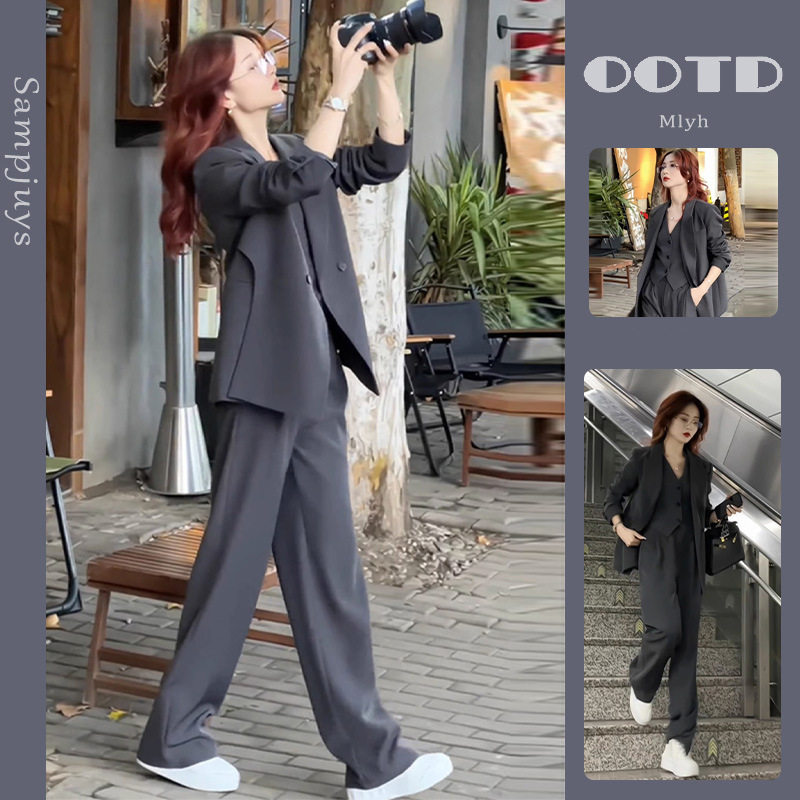胖mm大码洋气小西装窄版阔腿裤两件套200斤显瘦高端米色西服套装,女装/女士精品,时尚套装,淘宝优惠券,粉丝福利购,淘宝优惠卷