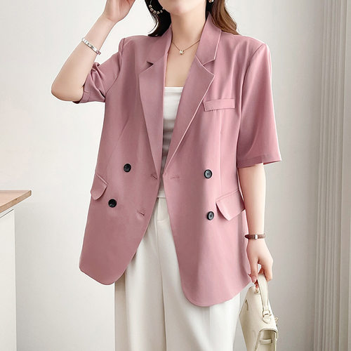 春夏小西服胖mm200斤显瘦外套