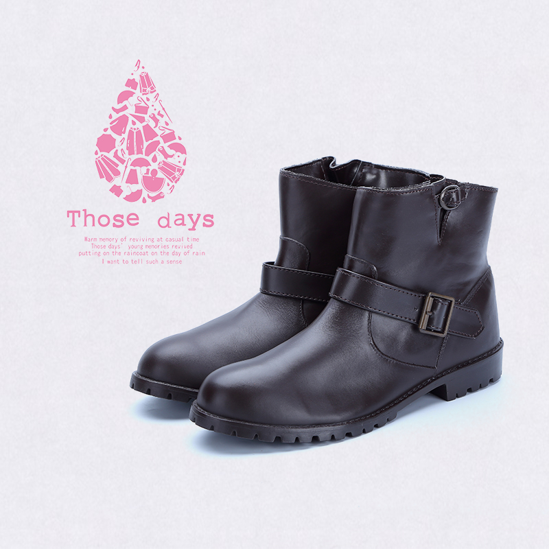 日本those女式纯色搭扣户外雨靴