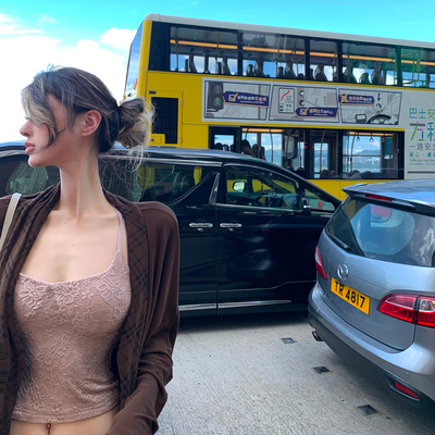 PrettyDragon自带胸垫遮副乳万能百搭纯欲显白修身蕾丝吊带背心女