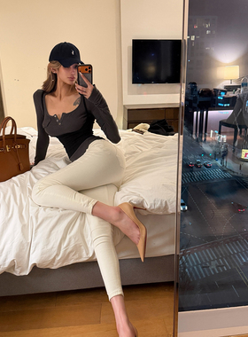 PrettyDragon高腰丰胯靴裤显瘦铅笔裤瘦腿小脚裤高弹九分牛仔裤女