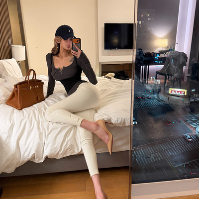 高腰自带丰胯垫靴裤瘦腿牛仔裤女