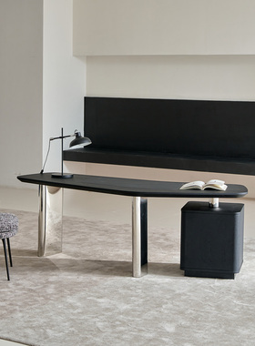 如恩ADRIEN阿德里安书桌意式极简风格异形书桌高端书房空间设计师