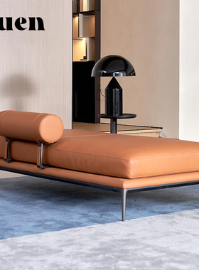 如恩高端意式极简约风格橙色真皮沙发长踏设计师脚凳长条凳子A-07