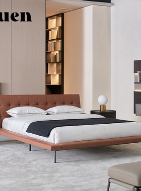 如恩 ONDA昂达真皮床意大利设计意式极简悬浮床主卧双人大床BD189