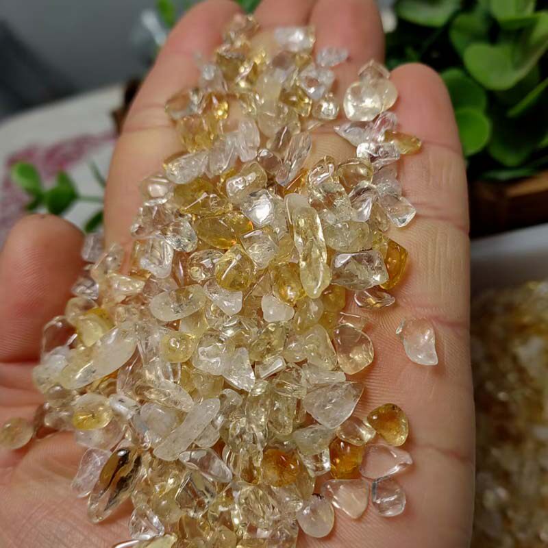 100G 가격 2-20MM 천연 황수정 자갈 장식품 원래 색상 오렌지 황수정 수조 분재 돌