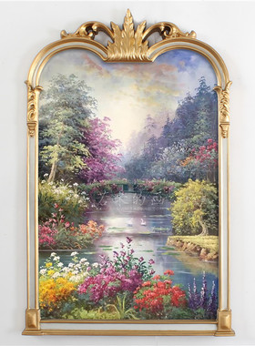 106玄关风景纯手工手绘紫色壁炉画走廊画过道托马斯梦幻风景油画