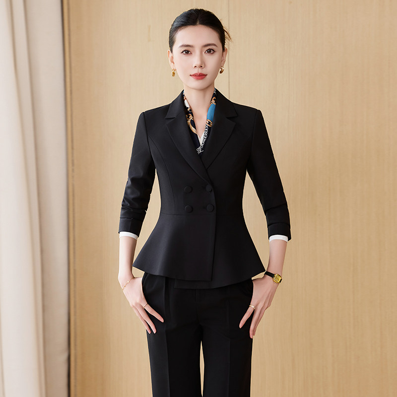 单件/套装职业装女春秋面试通勤收腰长袖西服销售前台酒店工作服