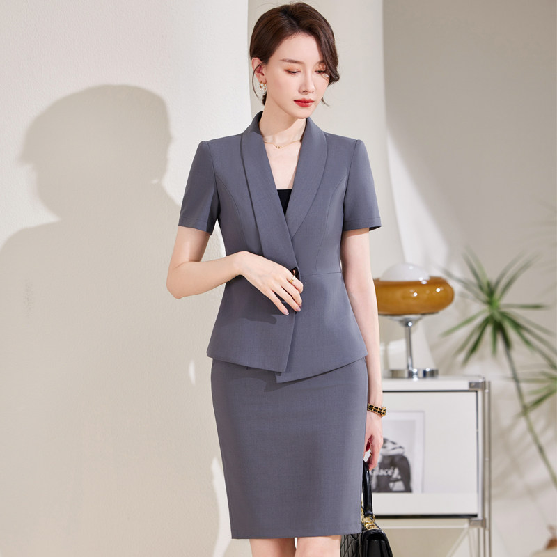 单件/套装 西装正装女职业短袖西服珠宝店店长经理工作服通勤制服