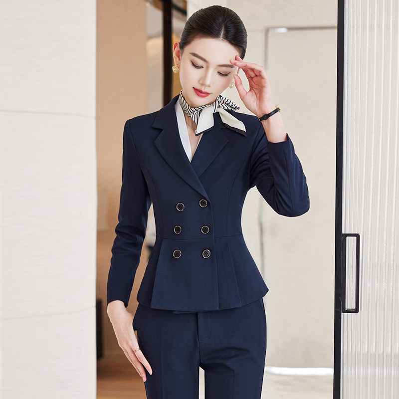 单件/套装 高端美容院酒店前台珠宝店售楼部工装工作服女长袖西装