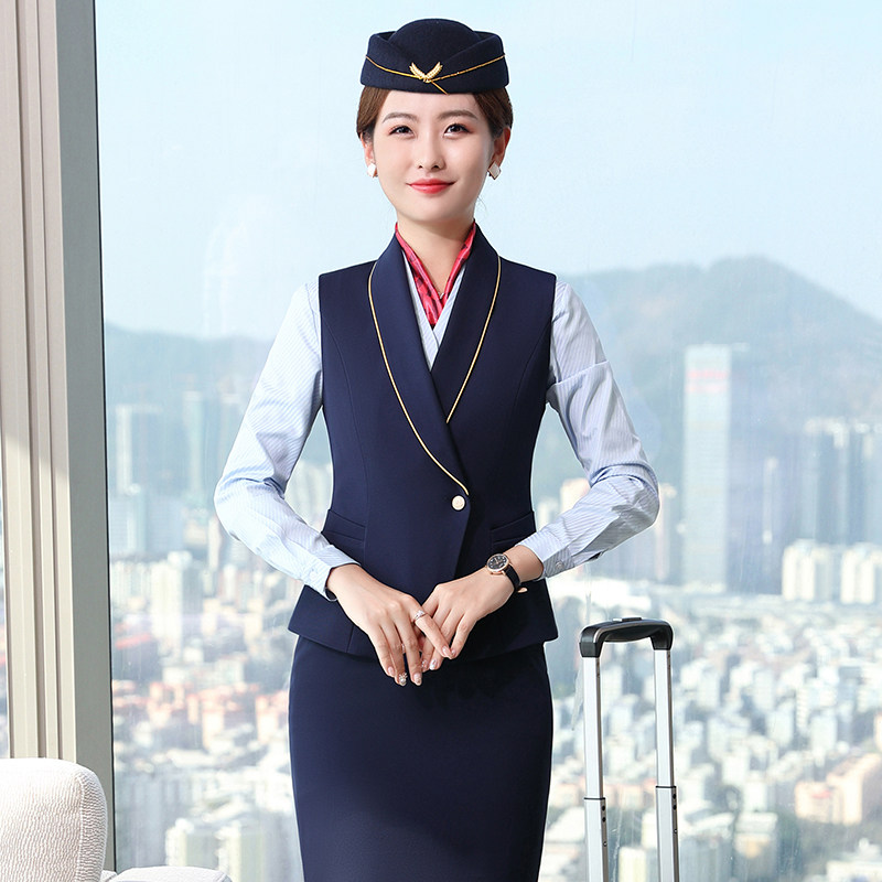 单件/套装 空姐制服高铁乘务员职业马甲女前台工装售楼部工作服
