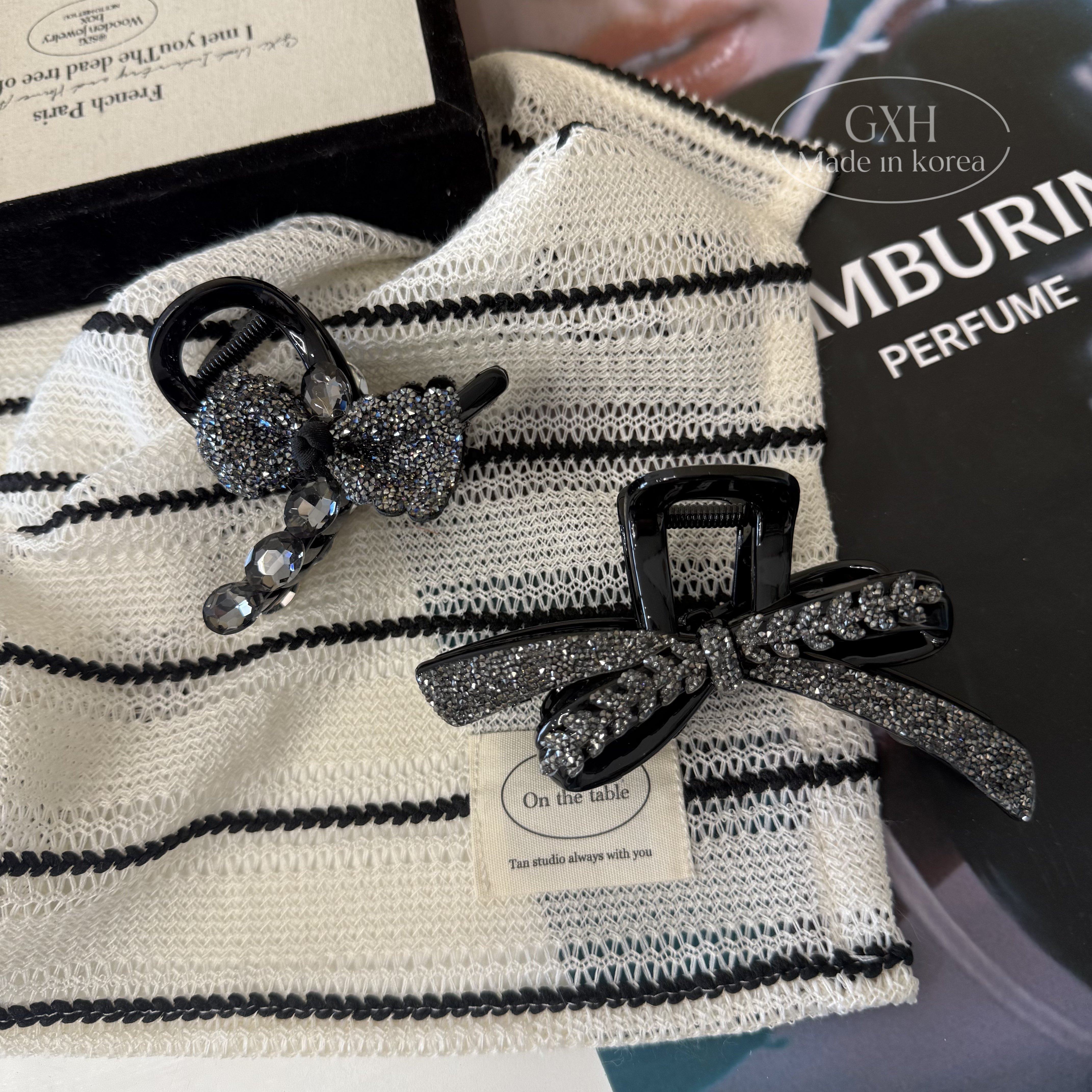 包邮韩国进口黑银个性女抓夹星河小碎钻后脑勺盘发夹时尚精致发抓