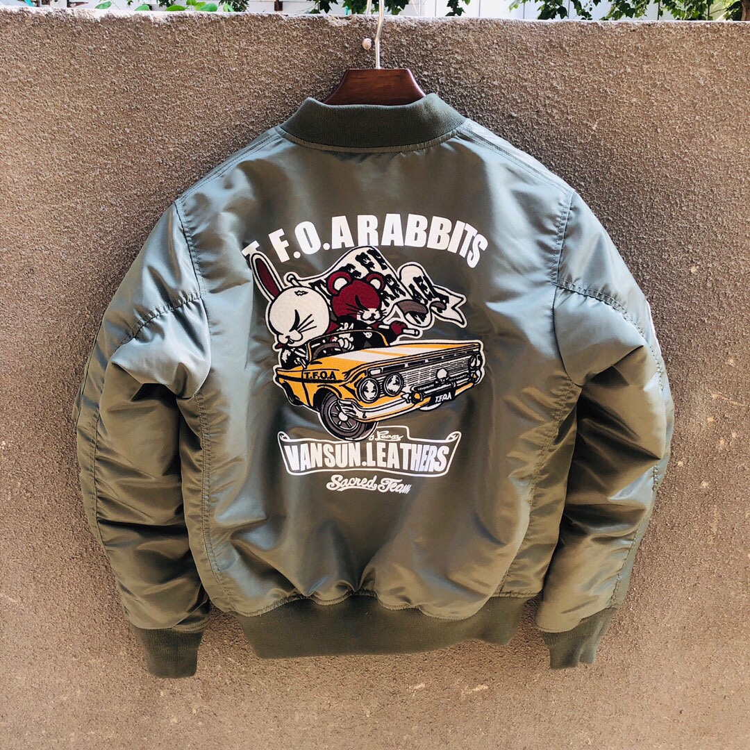 日产vanson单耳兔汽车款飞行夹克 G07奢华五金复古修身版户外棉衣