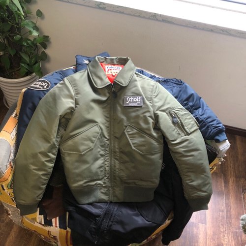 纯色45P联名schott飞行夹克棉衣 可拆卸胸标户外三防耐磨型棉服