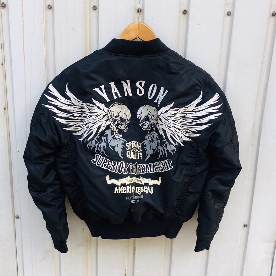 情侣款Vanson骷髅翅膀飞行服ma1机车棉服夹克 户外杜邦面料外套