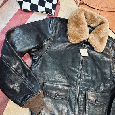 G1飞行员皮夹克1930皮料定制款 复古进口植鞣小牛皮羊毛领 复古风
