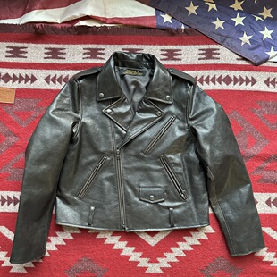 定制美式 宽松休闲百搭机车斜拉皮衣 复古机车皮衣夹克外套男女同款