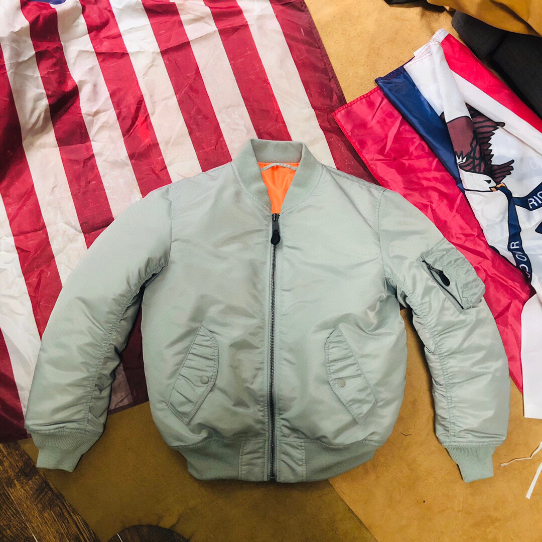 瑕疵福利款 Ma1羊毛毡灰色飞行夹克棒球领宽松版型男女同款