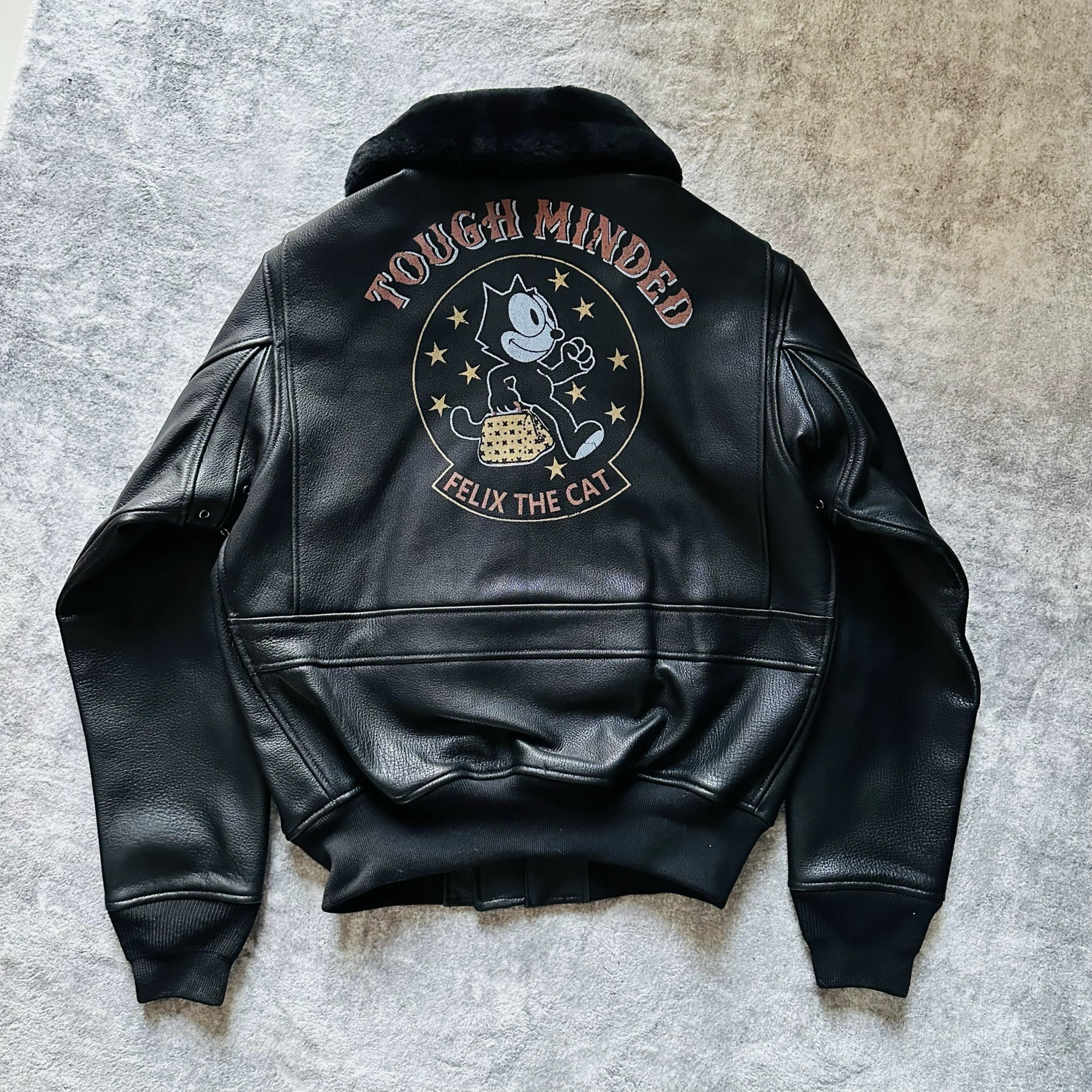 日单菲力猫G1皮衣Felix真毛领飞行员皮夹克山羊皮男女军旅风外套