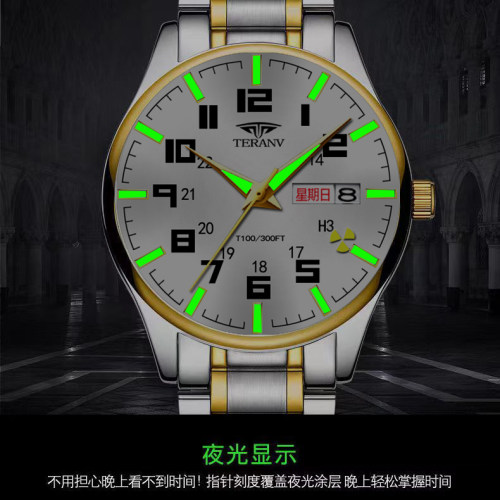 2025年新款瑞士正品名牌手表石英男手表双日历防水夜光老年人数字