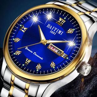 正品瑞士2025新款手表男士全自动机芯表防水精钢带双日历男表夜光