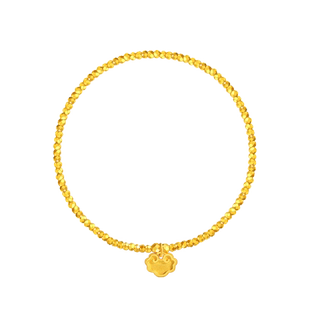 老庙黄金足金如意蹦迪珠手串5G工艺金光闪闪福运年年祥云寓意祥瑞