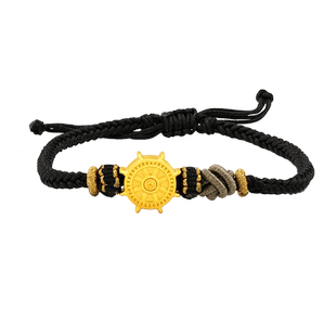 老庙黄金足金转运珠航海船舵黑金手绳3D男中性潮酷情侣款送礼