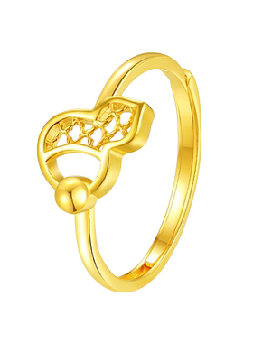 老庙黄金足金葫芦福禄双全5G戒指