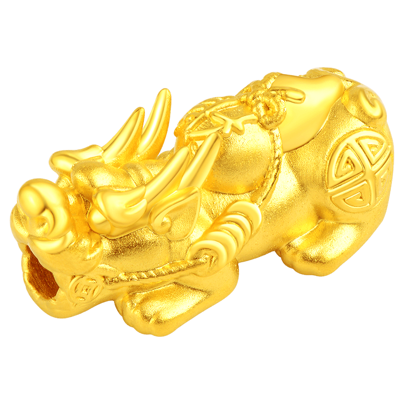 老庙黄金足金转运珠串珠招财貔貅黑玛瑙手串情侣款官方正品送礼