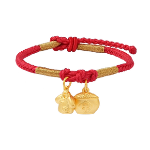 老庙黄金古法金锦衣玉食小福衣小米缸足金手绳本命年礼物官方正品