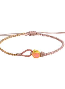 老庙黄金5D可爱治愈红手绳珐琅