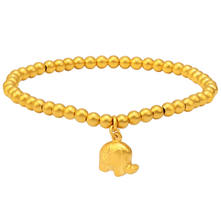 老庙黄金古韵金古法金吉祥如意金珠手串足金小象串珠手链官方旗舰