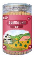 嗳贝儿婴幼儿手指饼干炭烧棒6个月韧性磨牙棒宝宝零食二罐送一罐