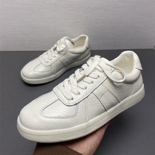 头层牛皮小白鞋真皮鞋垫品牌撤柜透气女鞋2025新款春平底系带板鞋