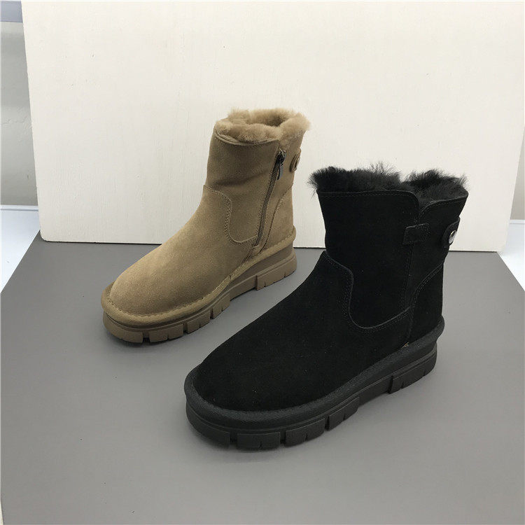 品牌撤柜真皮雪地靴女2021年新款洋气皮毛一体磨砂皮加厚短靴女,女鞋,时尚雪地靴,淘宝优惠券,粉丝福利购,淘宝优惠卷