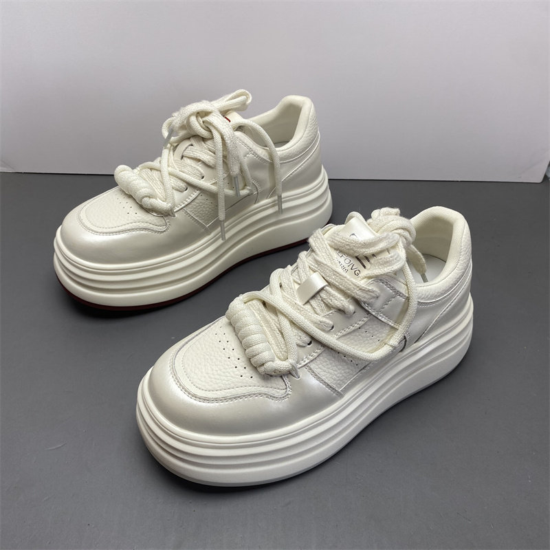 品牌撤柜真皮女鞋2025新款夏季牛皮小白鞋系带松糕底增高休闲鞋女,女鞋,时尚休闲鞋,淘宝优惠券,粉丝福利购,淘宝优惠卷