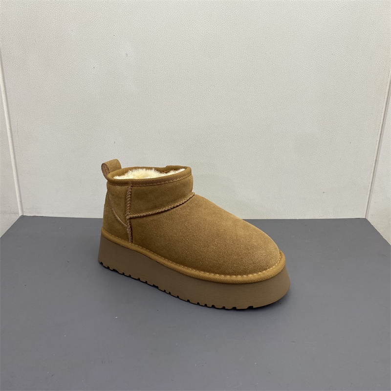 松糕底圆头加绒雪地靴女