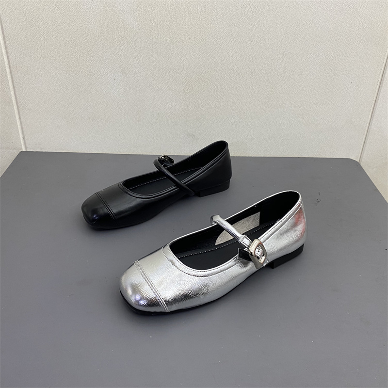 平底玛丽珍鞋方头一字扣带单鞋